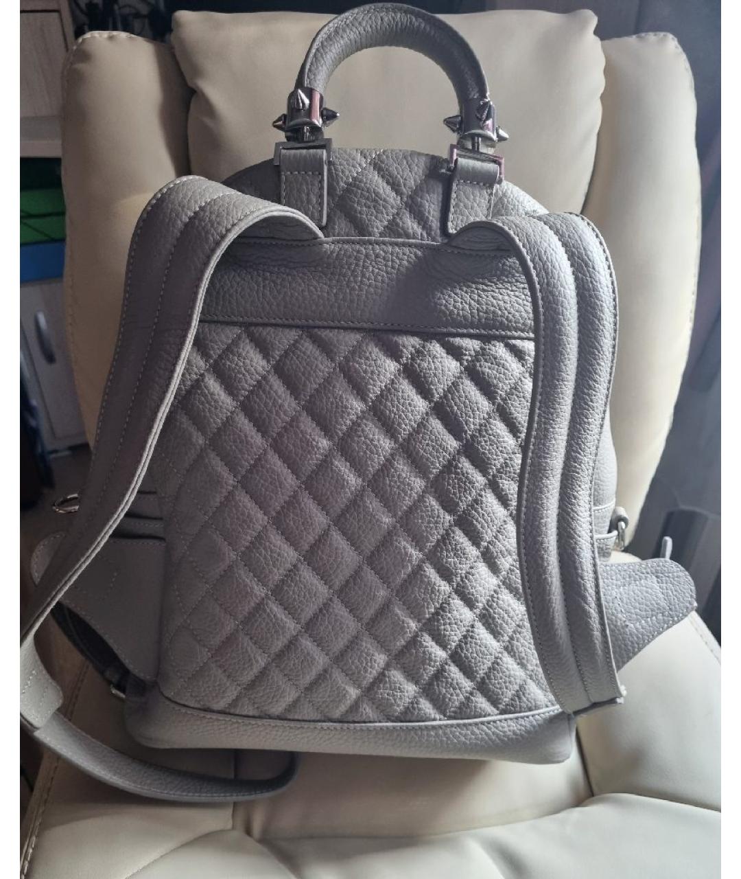 PHILIPP PLEIN Серый кожаный рюкзак, фото 3