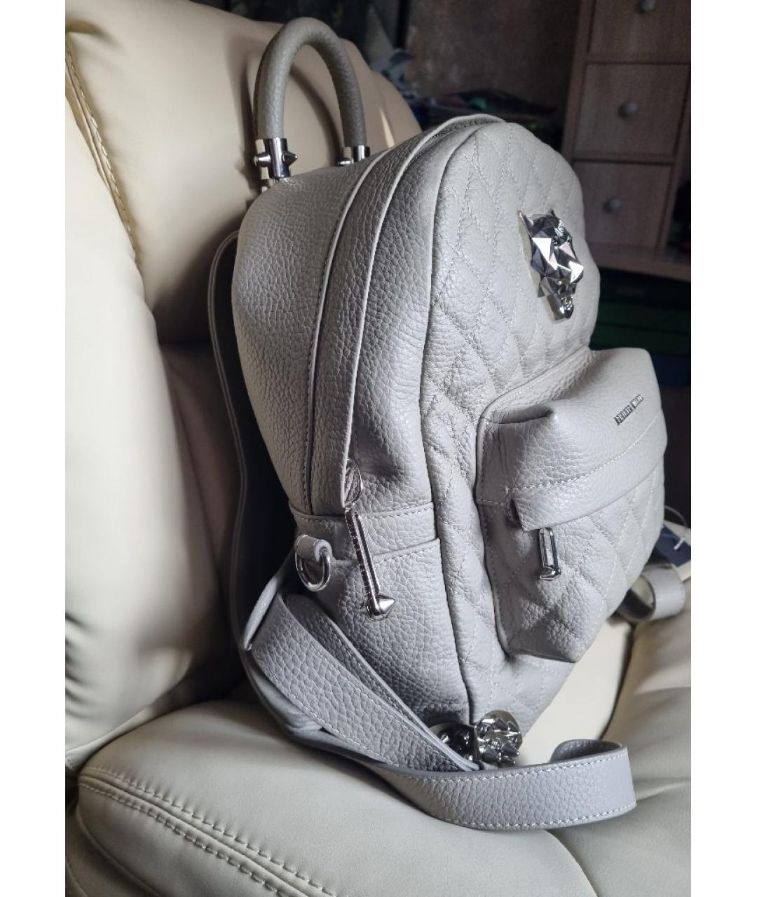 PHILIPP PLEIN Серый кожаный рюкзак, фото 2