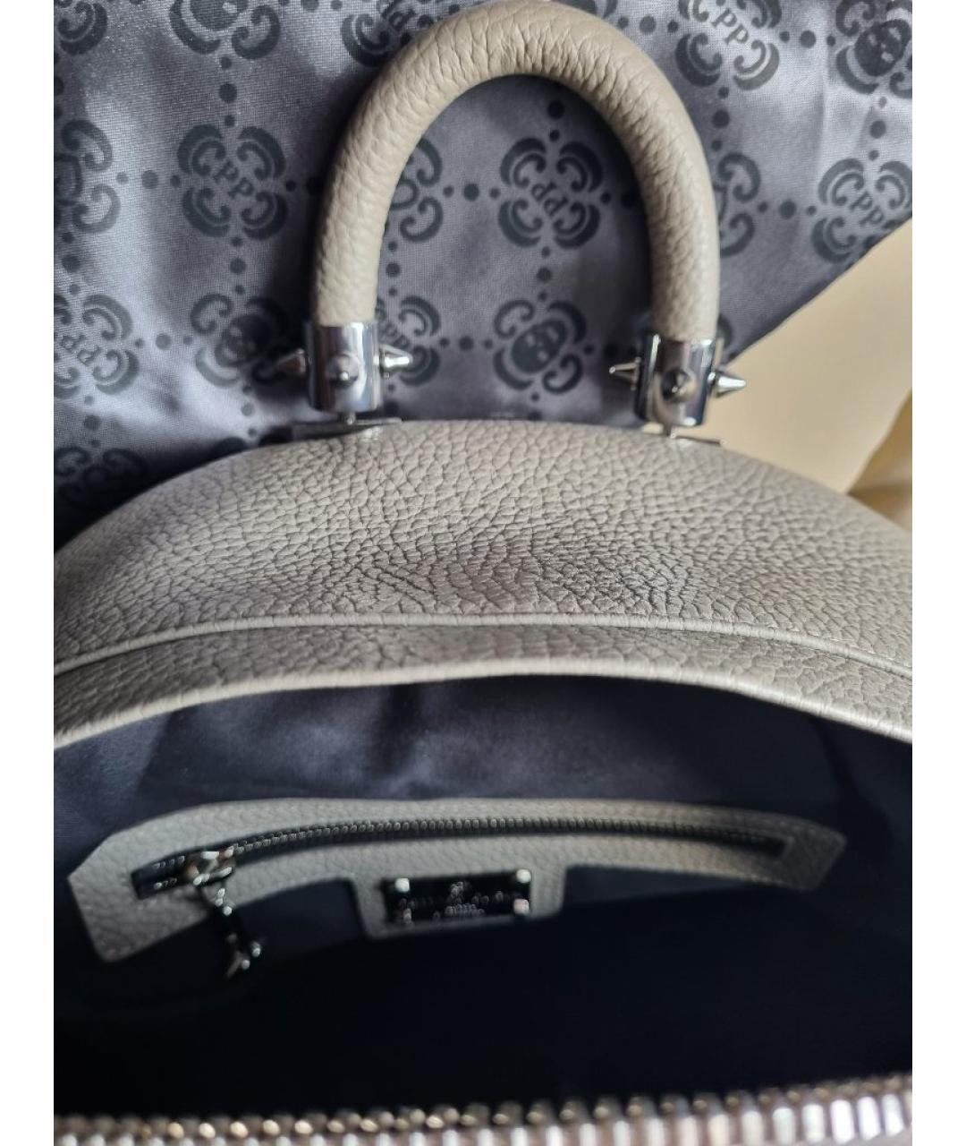 PHILIPP PLEIN Серый кожаный рюкзак, фото 4