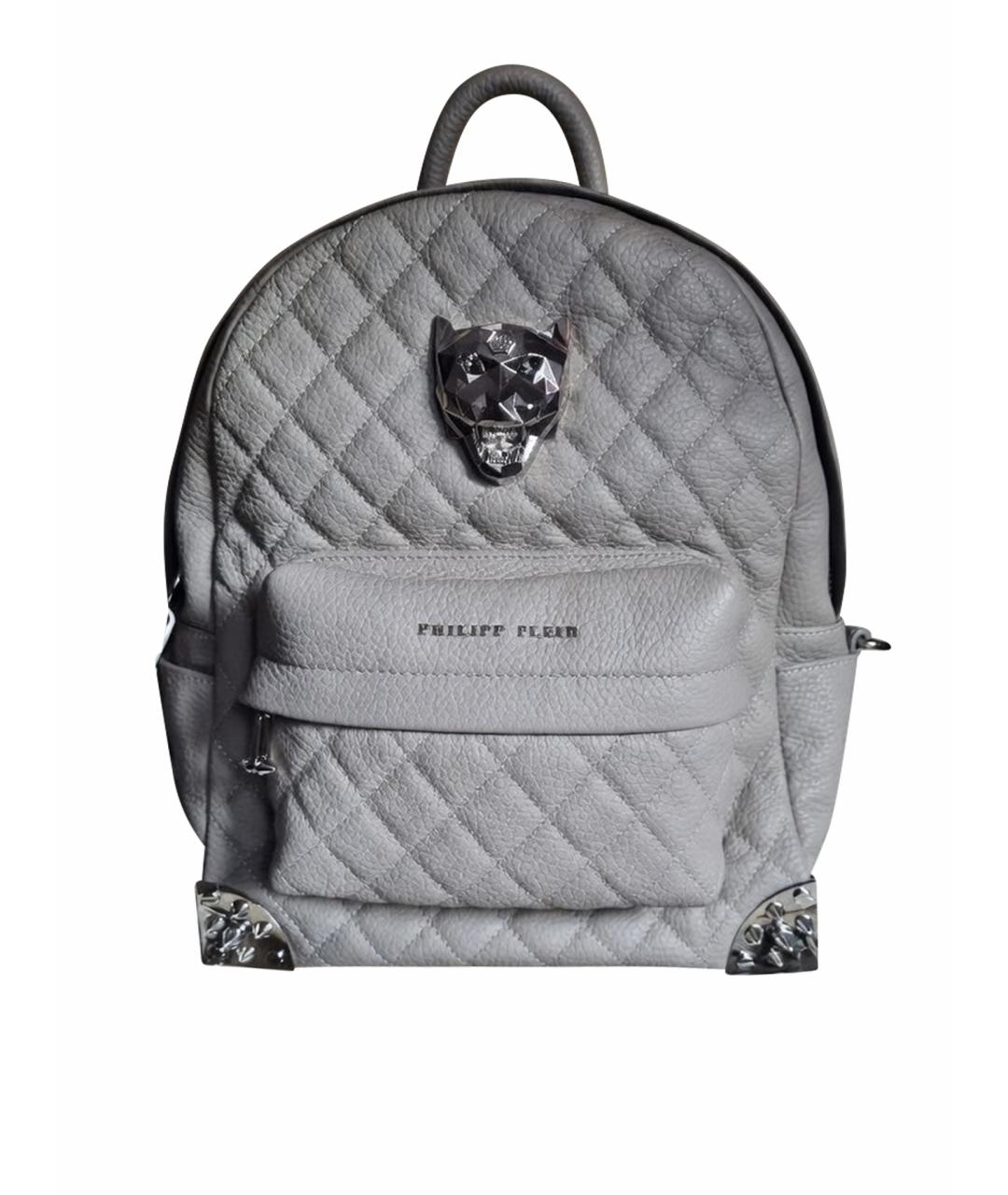 PHILIPP PLEIN Серый кожаный рюкзак, фото 1