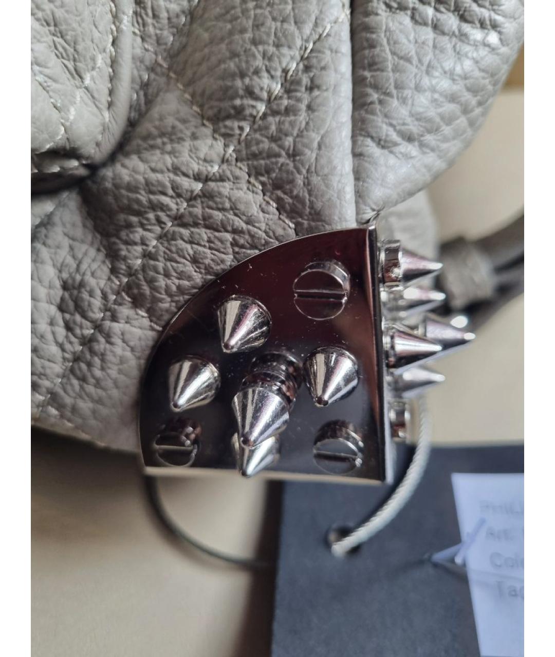 PHILIPP PLEIN Серый кожаный рюкзак, фото 7