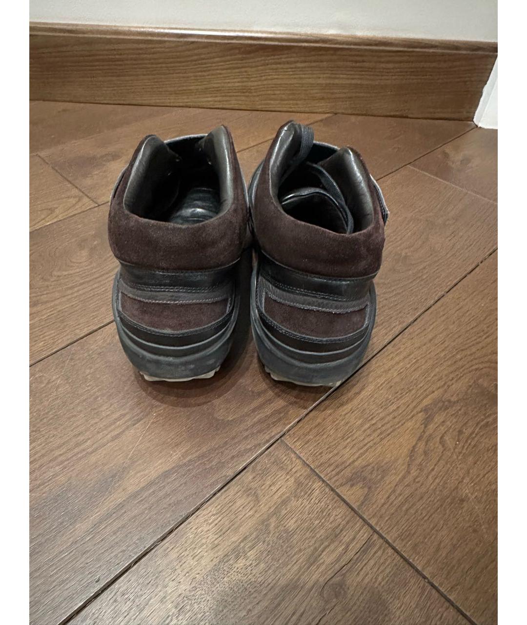 LANVIN Черные кожаные высокие кроссовки / кеды, фото 3