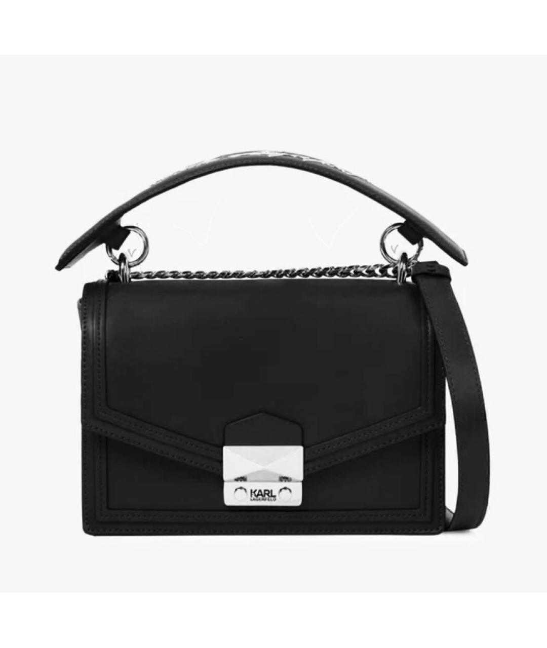 KARL LAGERFELD Черная кожаная сумка с короткими ручками, фото 9