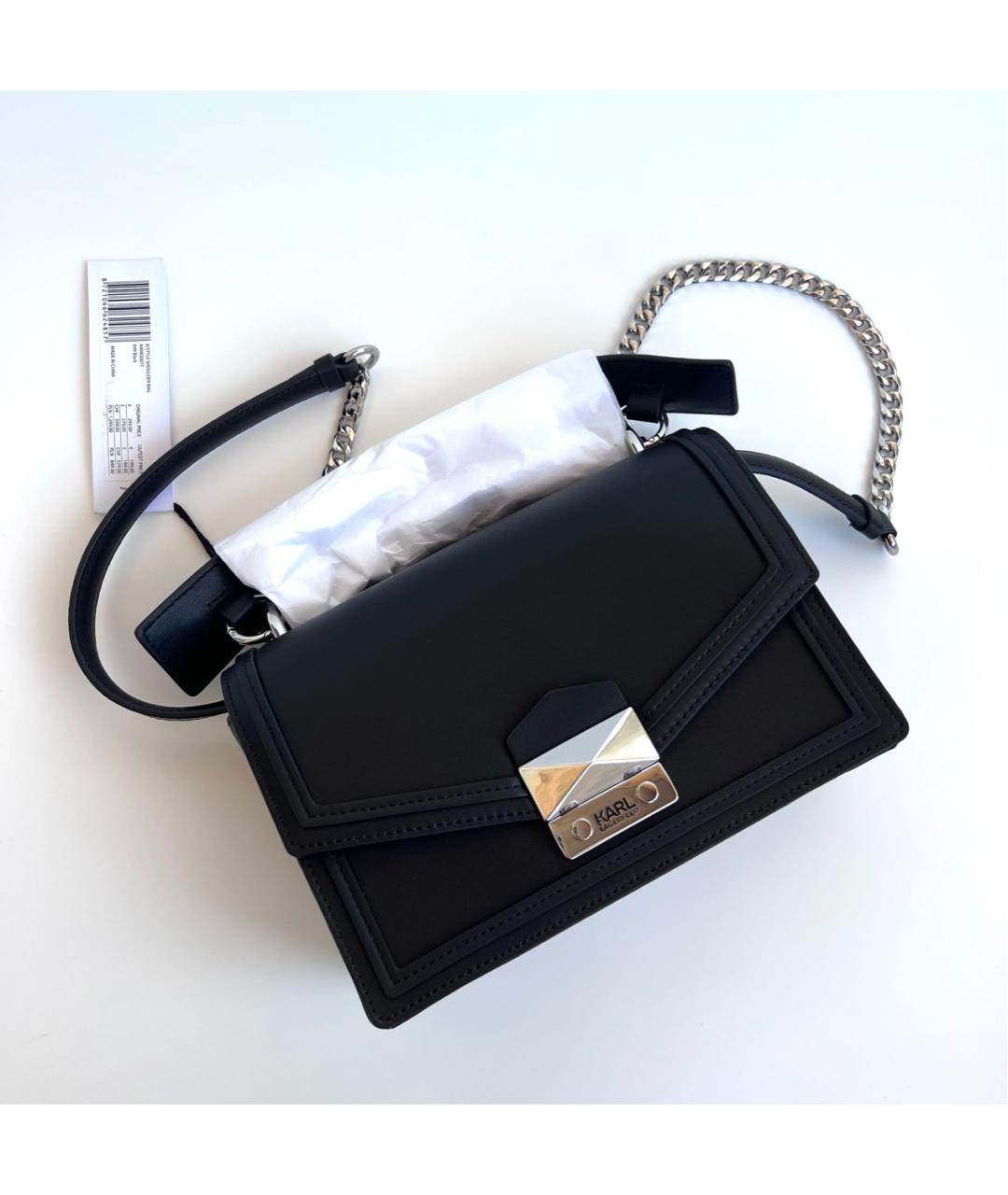 KARL LAGERFELD Черная кожаная сумка с короткими ручками, фото 5