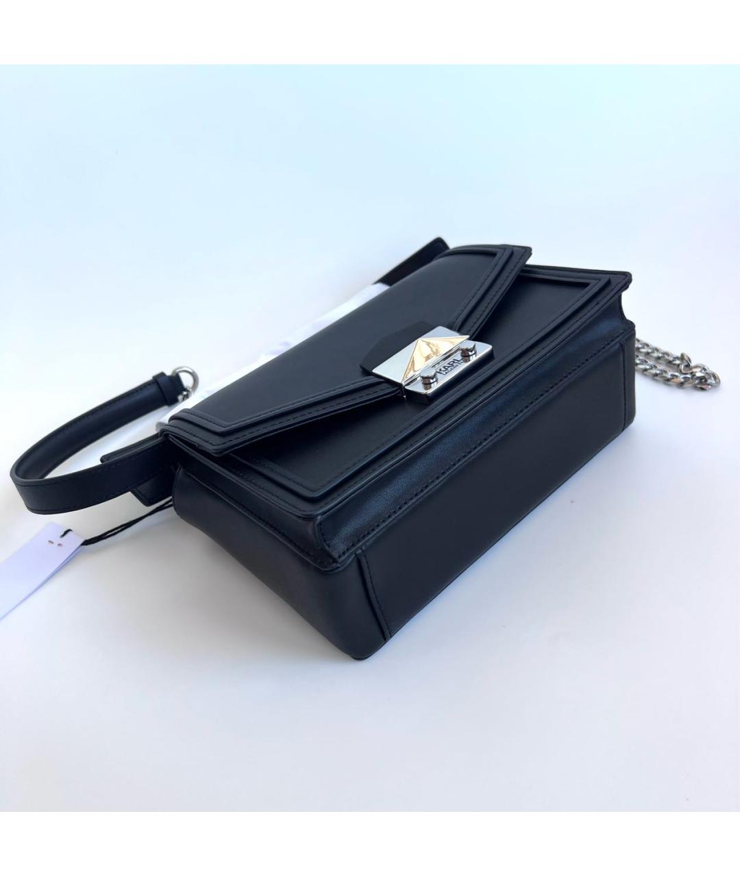 KARL LAGERFELD Черная кожаная сумка с короткими ручками, фото 8