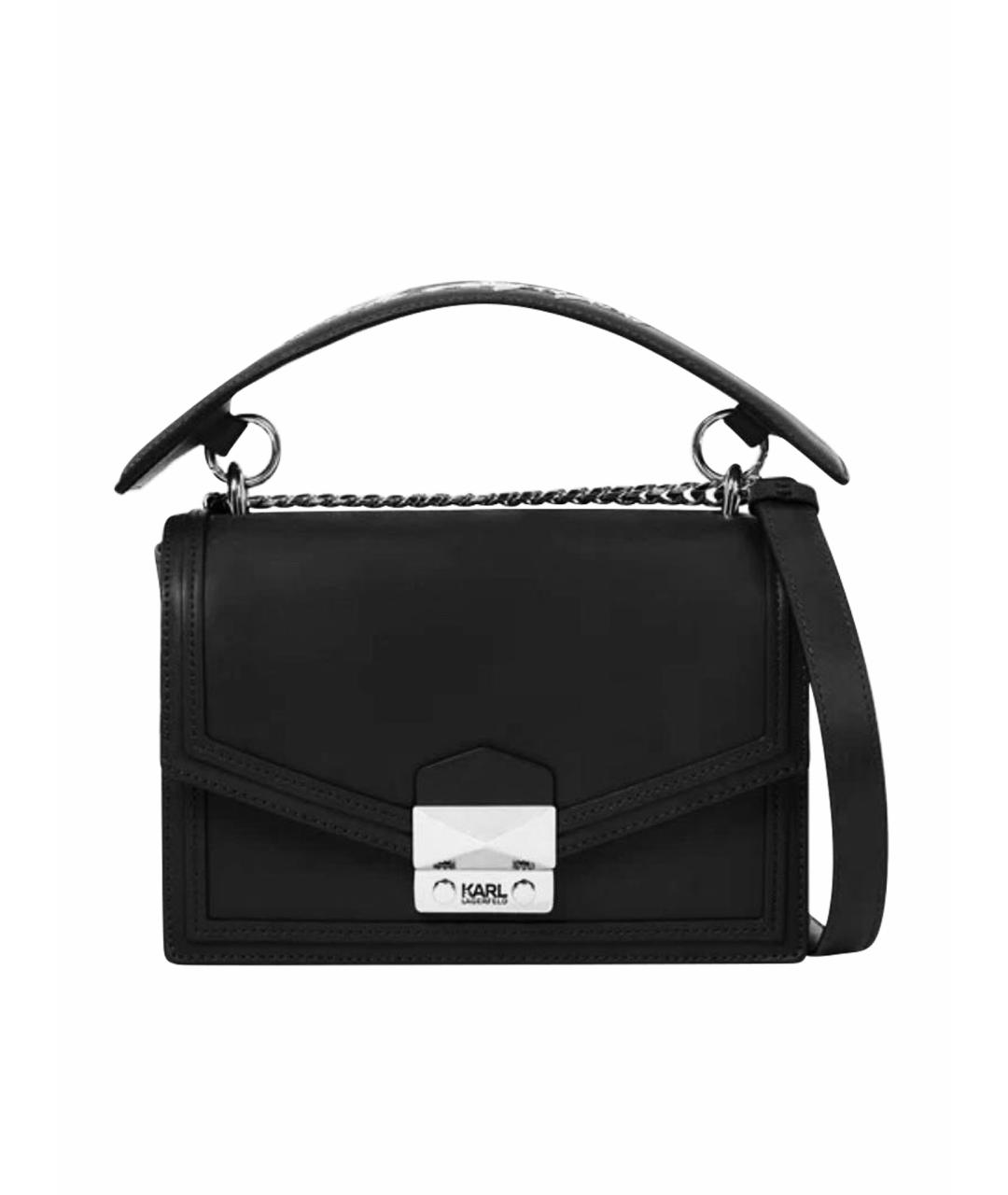 KARL LAGERFELD Черная кожаная сумка с короткими ручками, фото 1