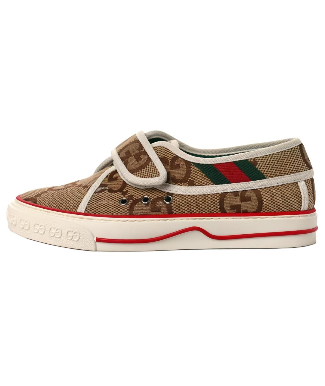 GUCCI Коричневые текстильные низкие кроссовки / кеды, фото 6