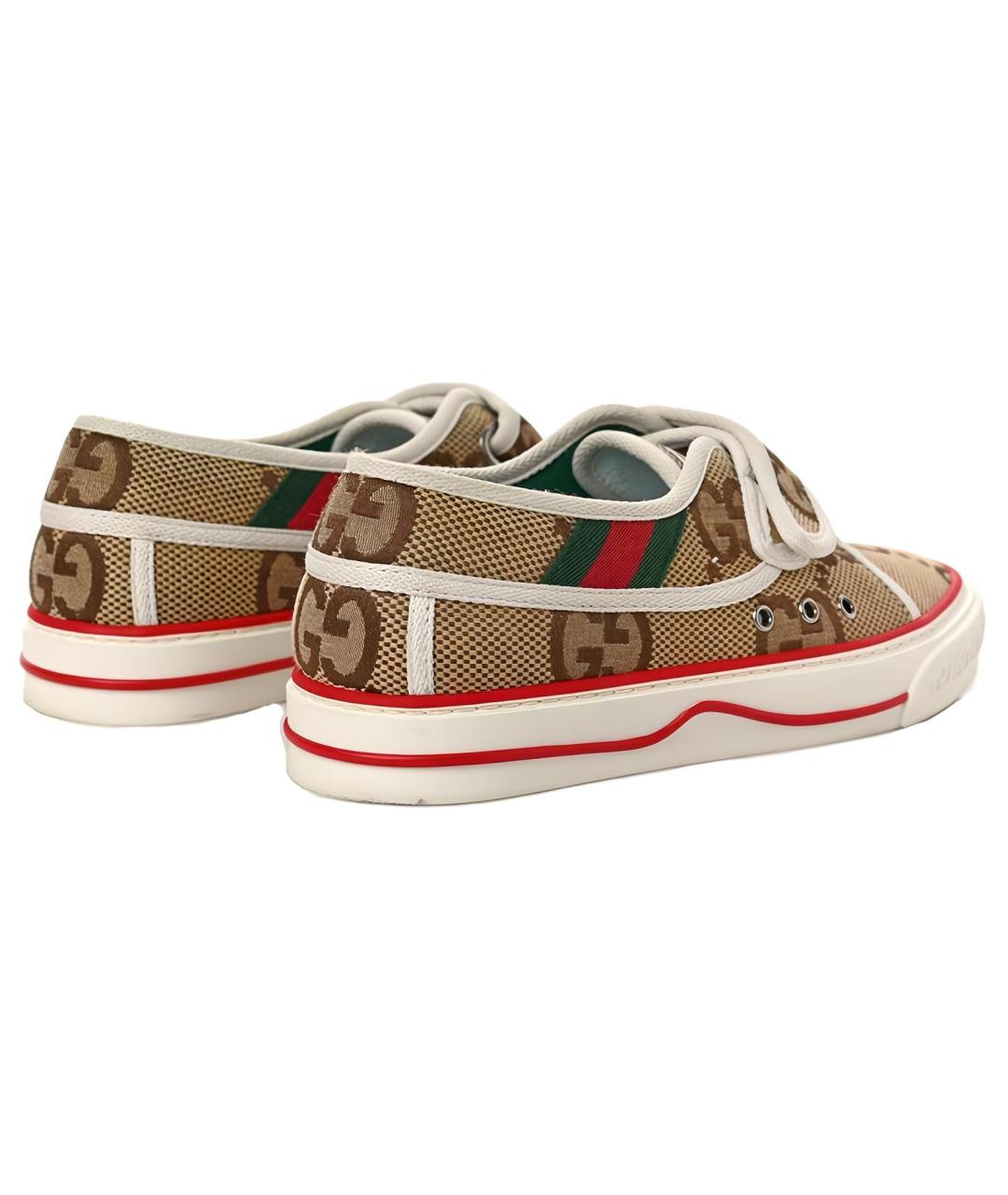 GUCCI Коричневые текстильные низкие кроссовки / кеды, фото 2