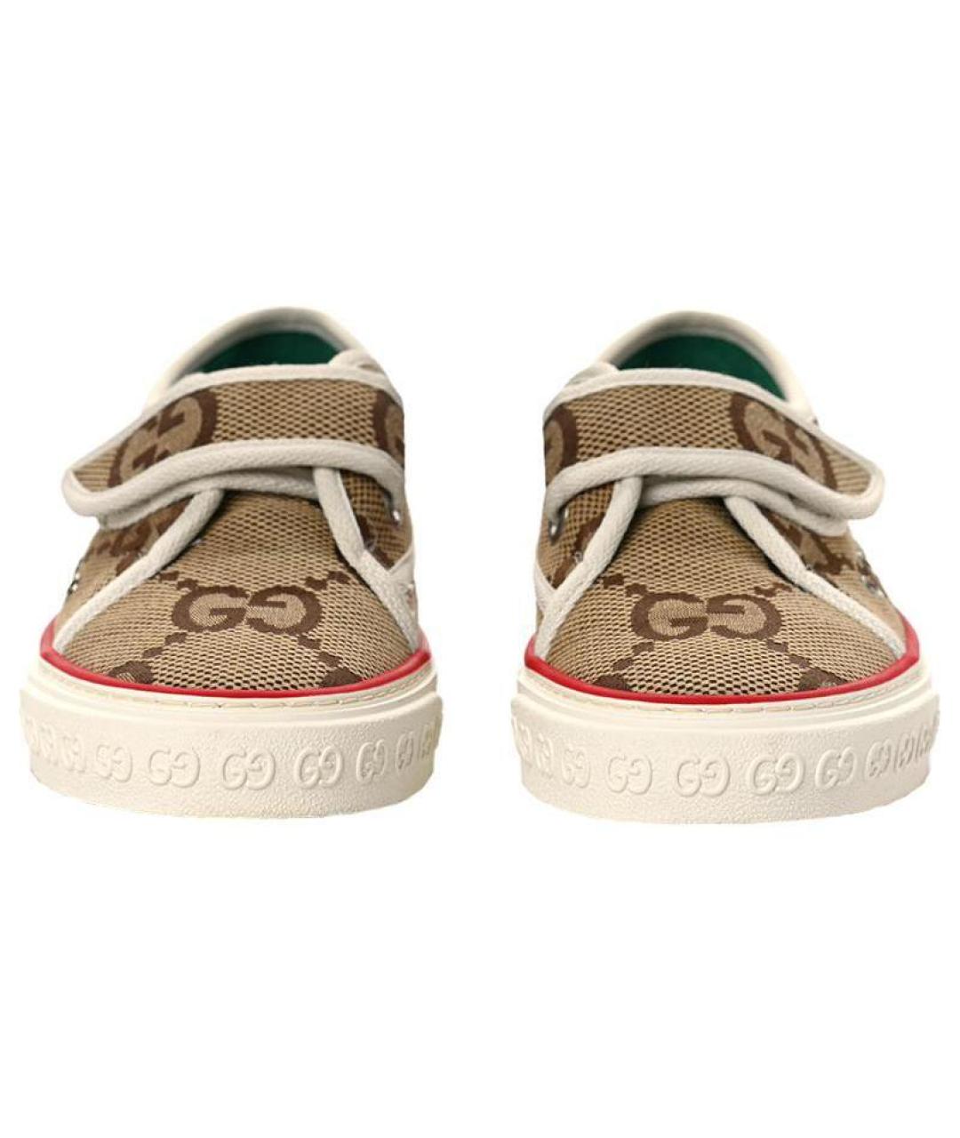 GUCCI Коричневые текстильные низкие кроссовки / кеды, фото 3