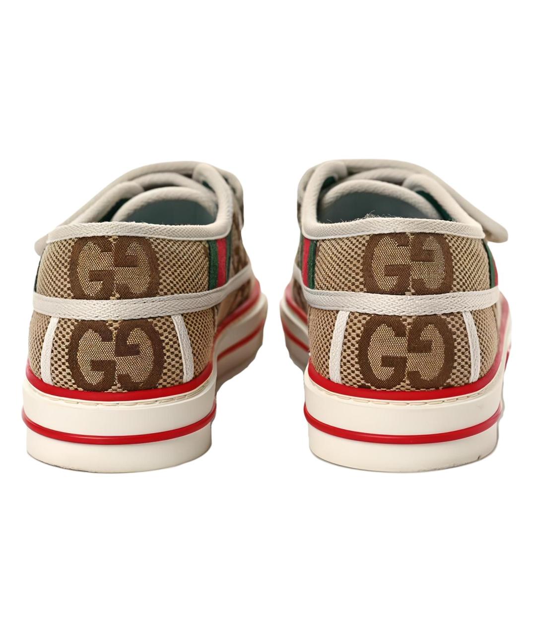 GUCCI Коричневые текстильные низкие кроссовки / кеды, фото 4