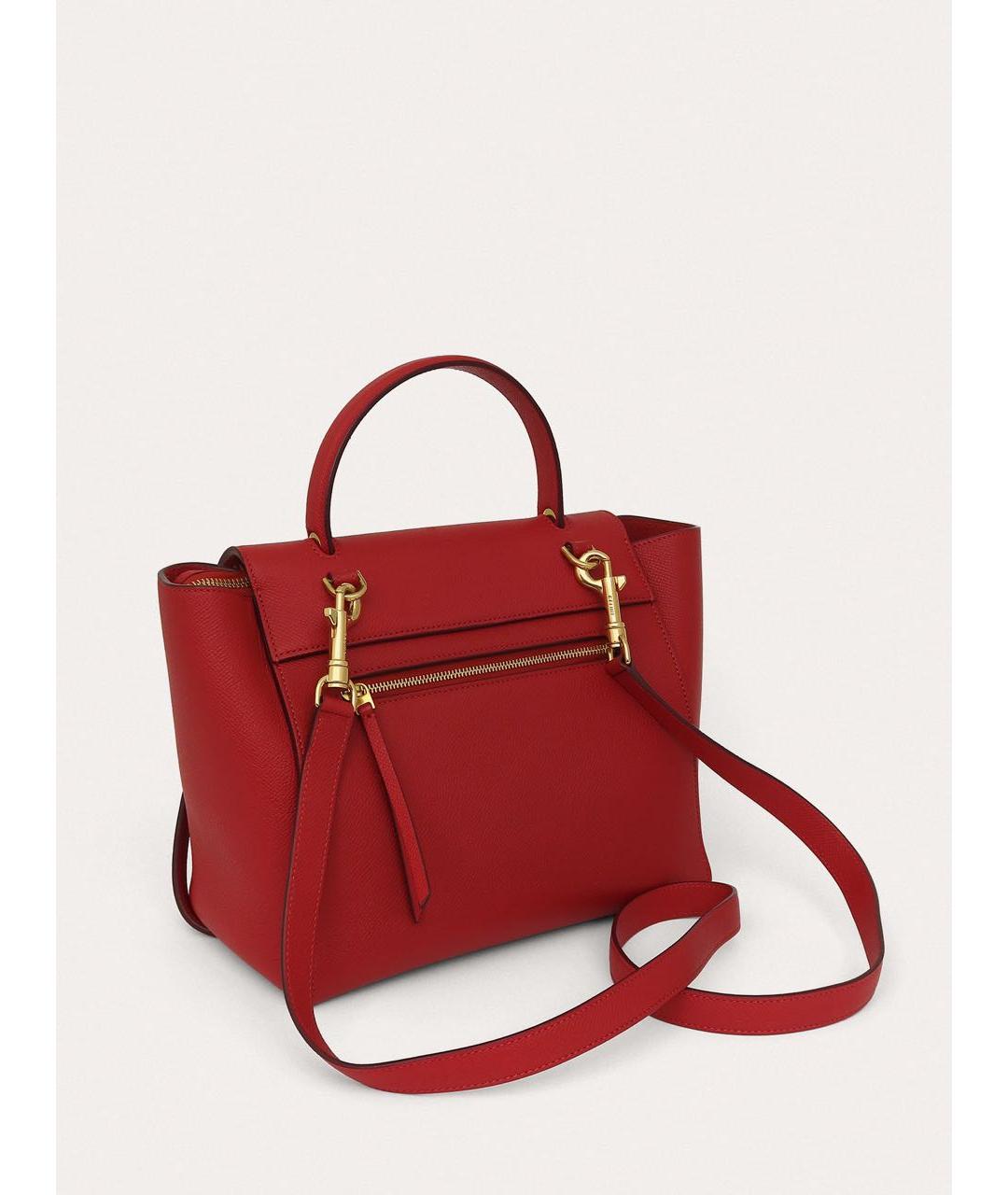 CELINE Красная кожаная сумка через плечо, фото 5