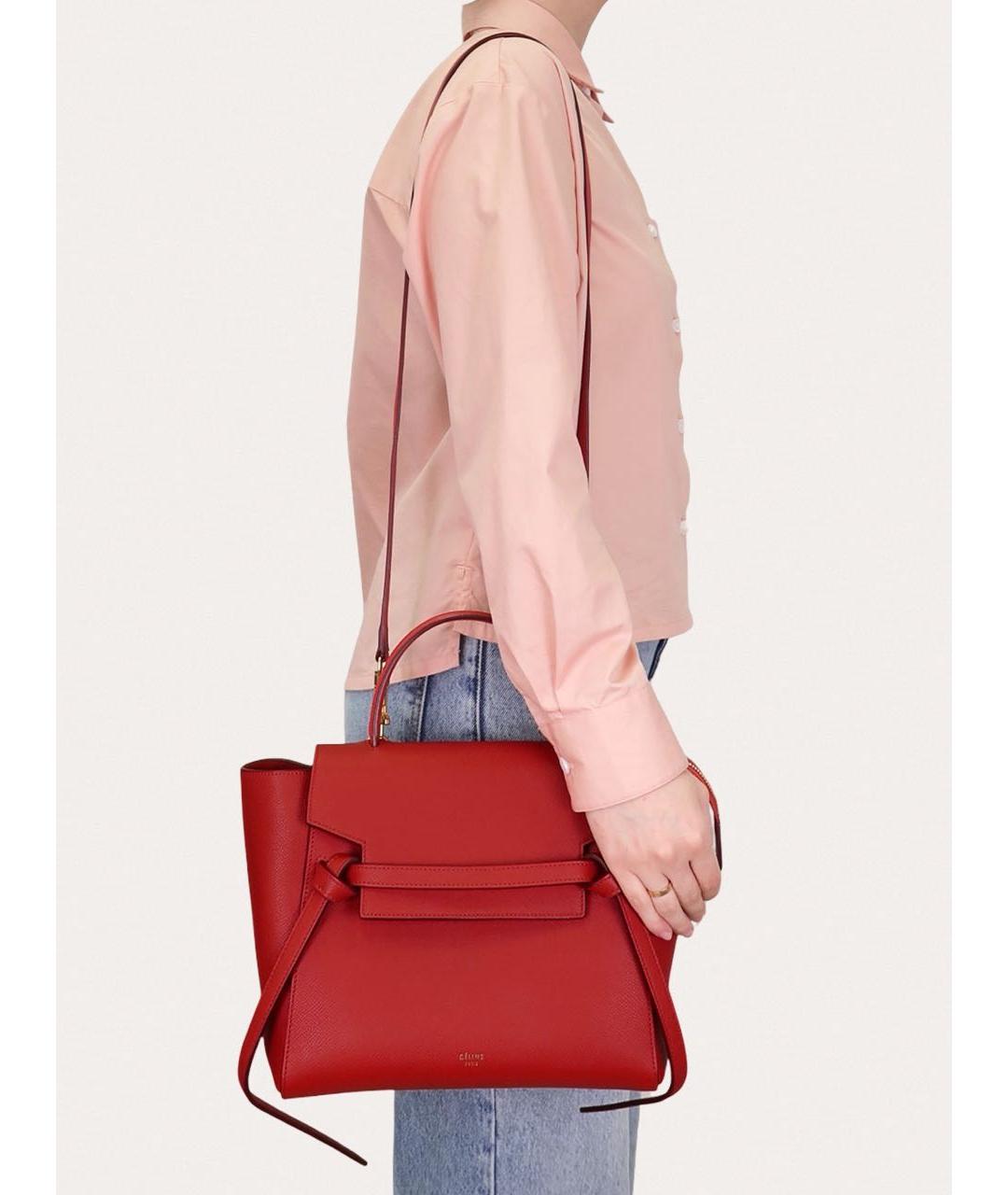 CELINE Красная кожаная сумка через плечо, фото 8