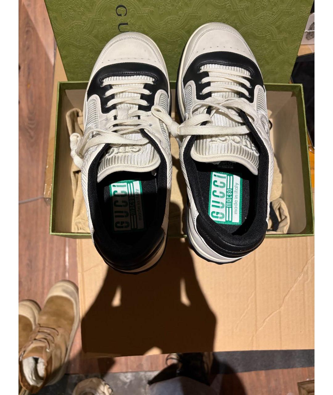 GUCCI Бежевые кожаные кроссовки, фото 3