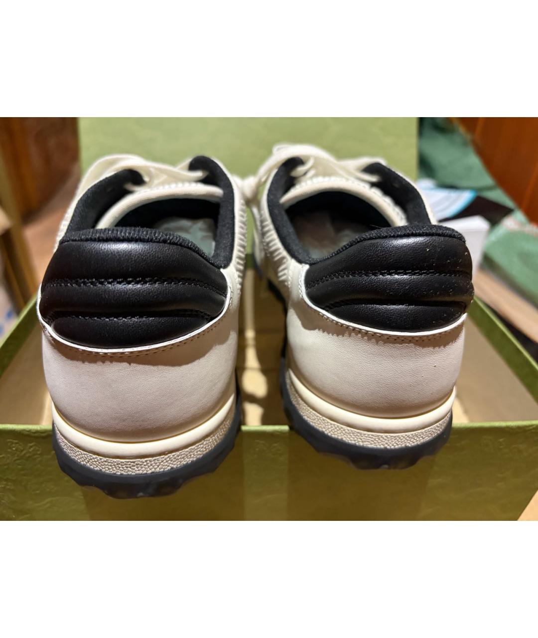 GUCCI Бежевые кожаные кроссовки, фото 4