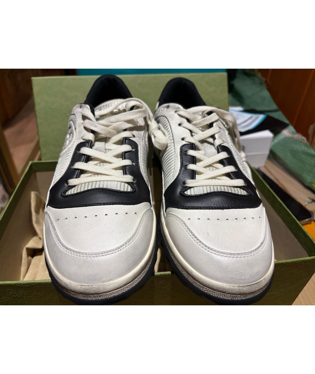 GUCCI Бежевые кожаные кроссовки, фото 2