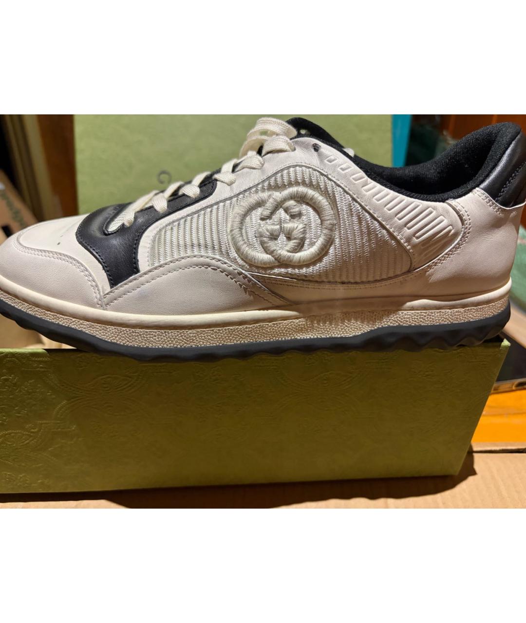 GUCCI Бежевые кожаные кроссовки, фото 8