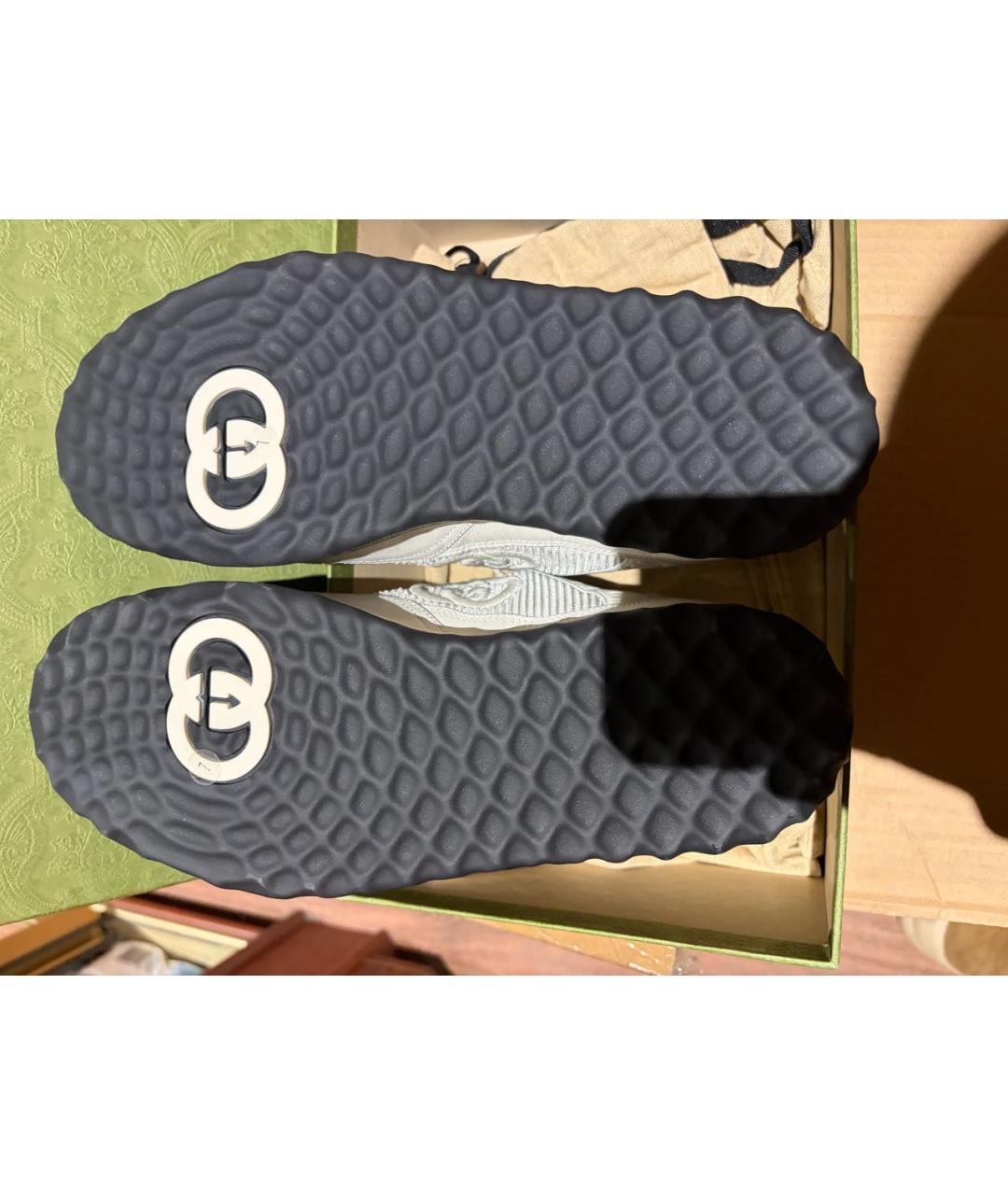 GUCCI Бежевые кожаные кроссовки, фото 5