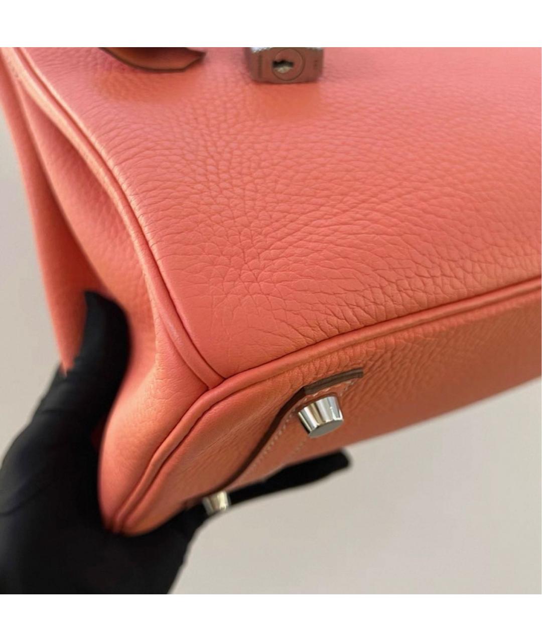 HERMES Оранжевая кожаная сумка с короткими ручками, фото 4