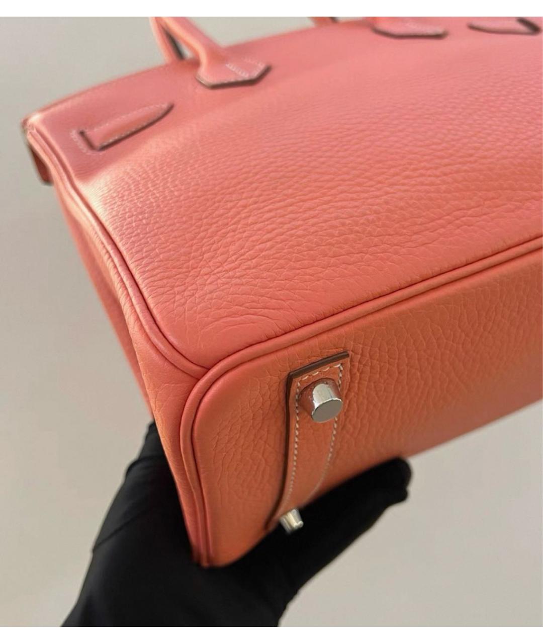 HERMES Оранжевая кожаная сумка с короткими ручками, фото 5