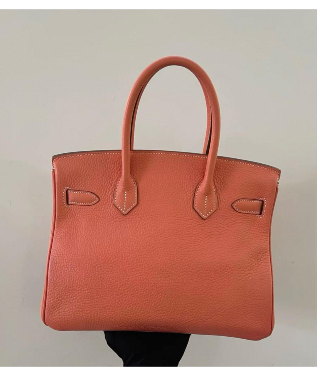 HERMES Оранжевая кожаная сумка с короткими ручками, фото 2