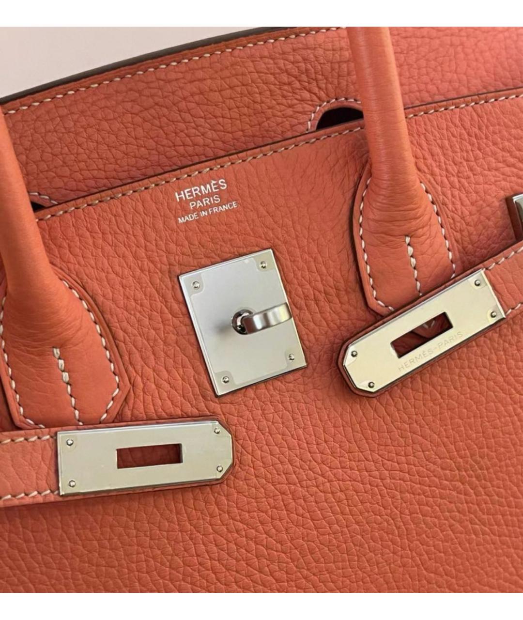 HERMES Оранжевая кожаная сумка с короткими ручками, фото 6