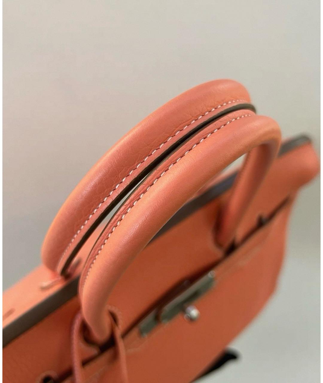 HERMES Оранжевая кожаная сумка с короткими ручками, фото 3