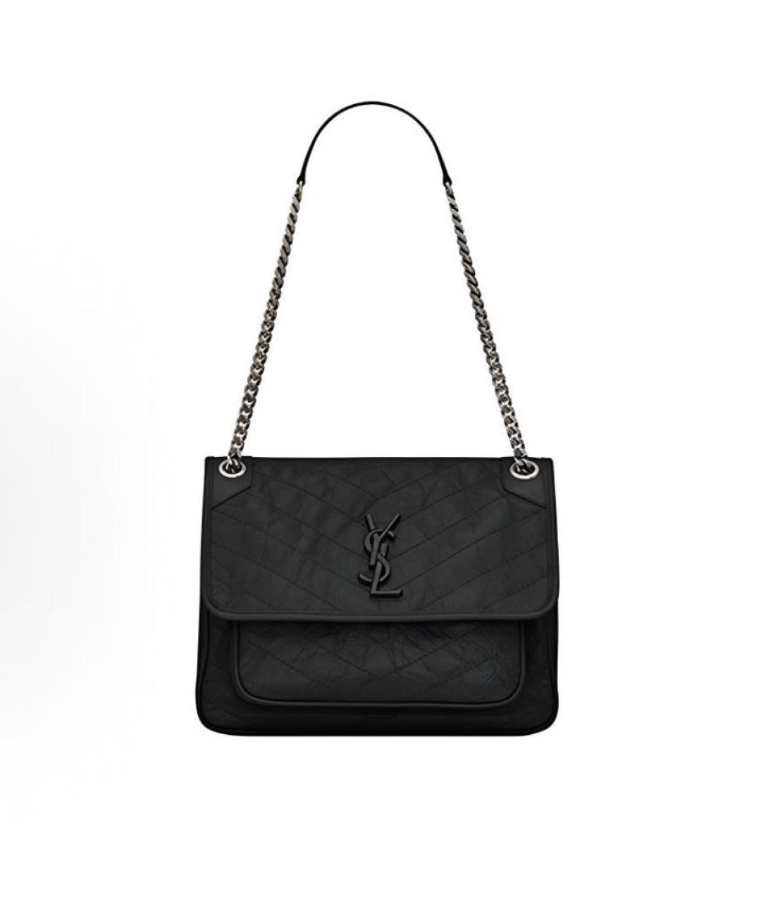 SAINT LAURENT Черная кожаная сумка через плечо, фото 5