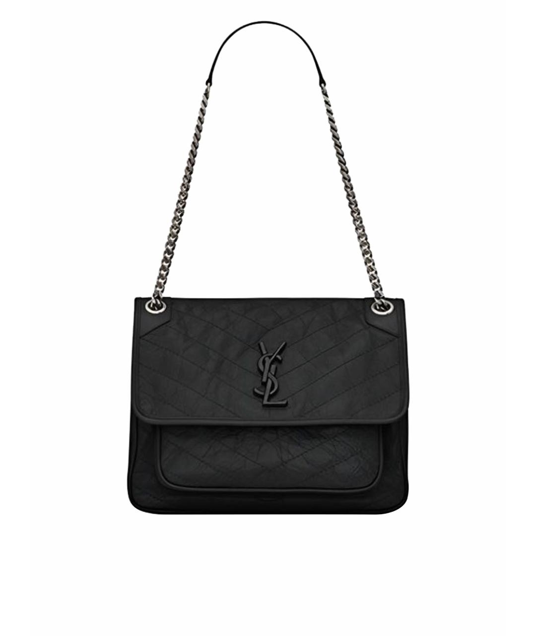 SAINT LAURENT Черная кожаная сумка через плечо, фото 1