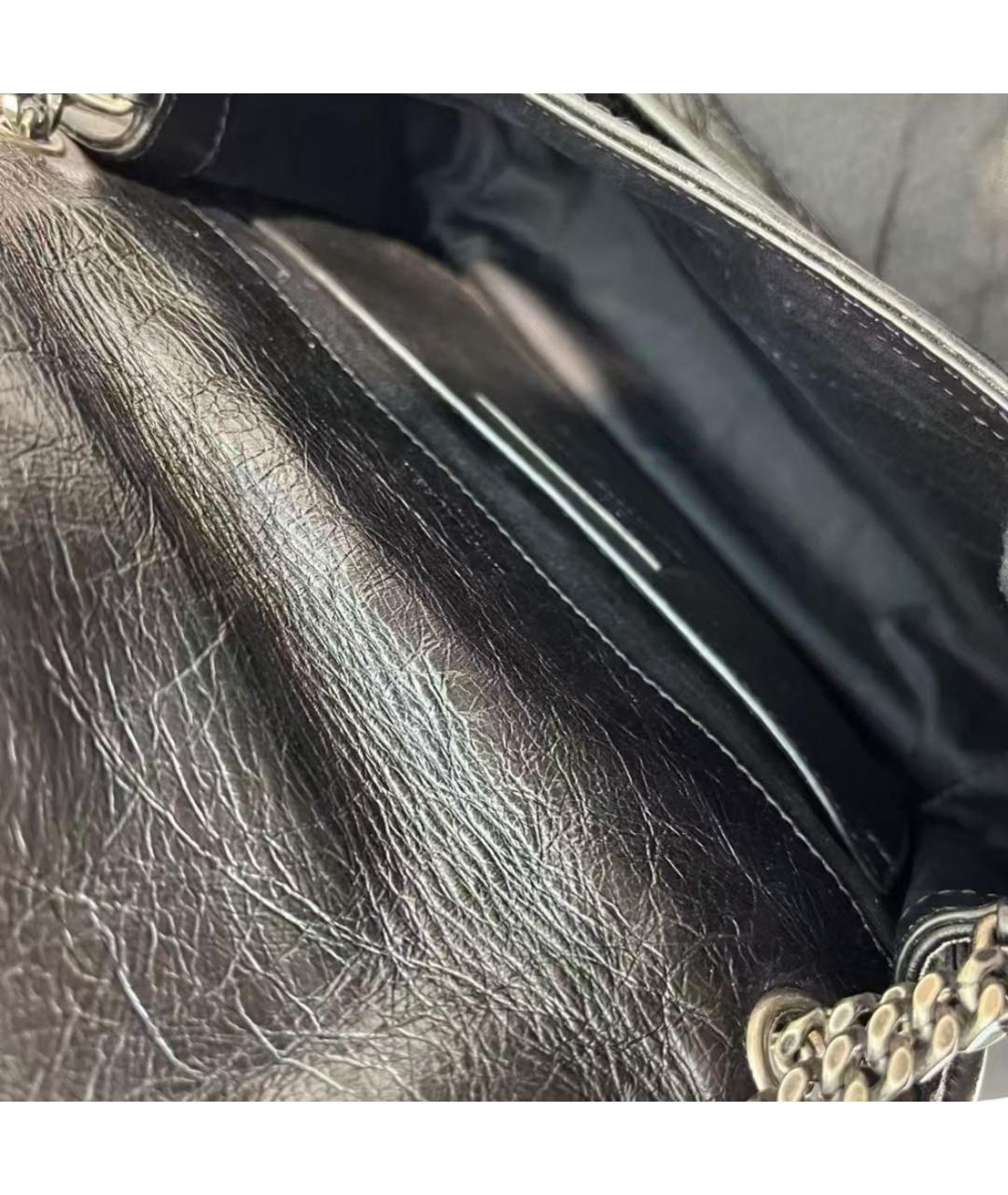 SAINT LAURENT Черная кожаная сумка через плечо, фото 4