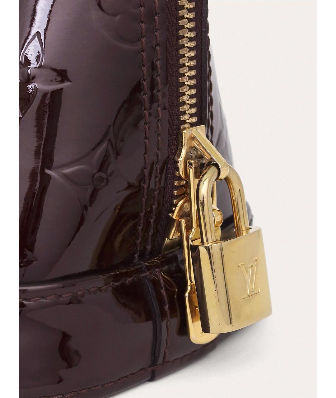 LOUIS VUITTON Бордовая сумка через плечо из лакированной кожи, фото 5