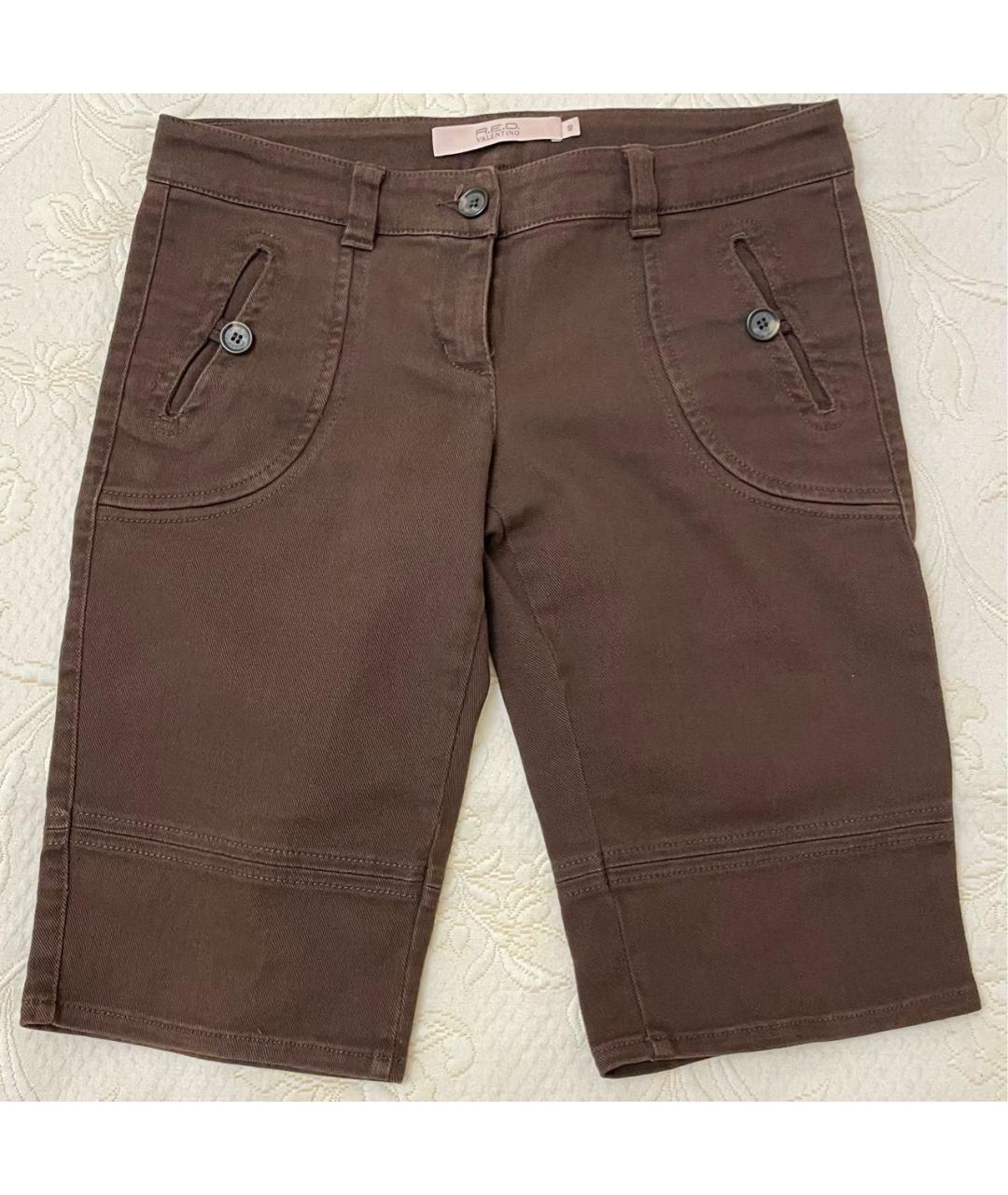 RED VALENTINO Коричневые хлопковые шорты, фото 9