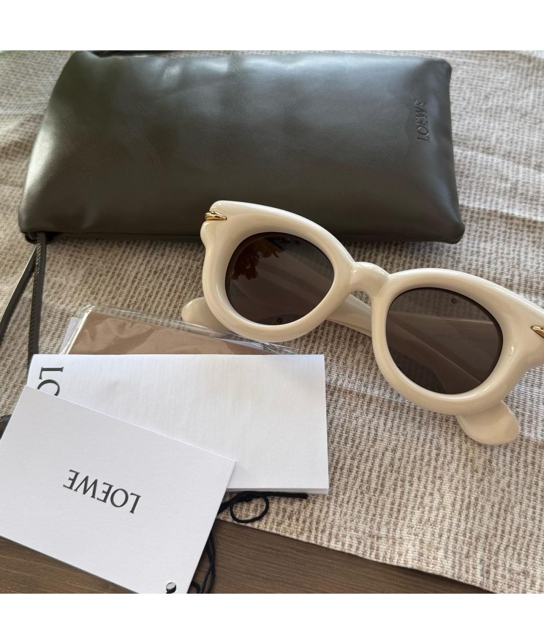 LOEWE Бежевые пластиковые солнцезащитные очки, фото 4