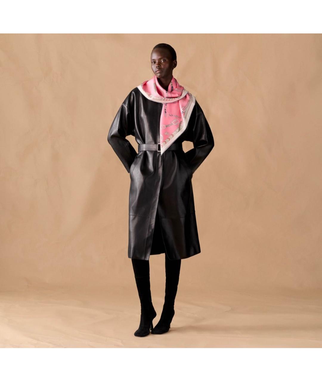 HERMES Розовый шелковый платок, фото 3