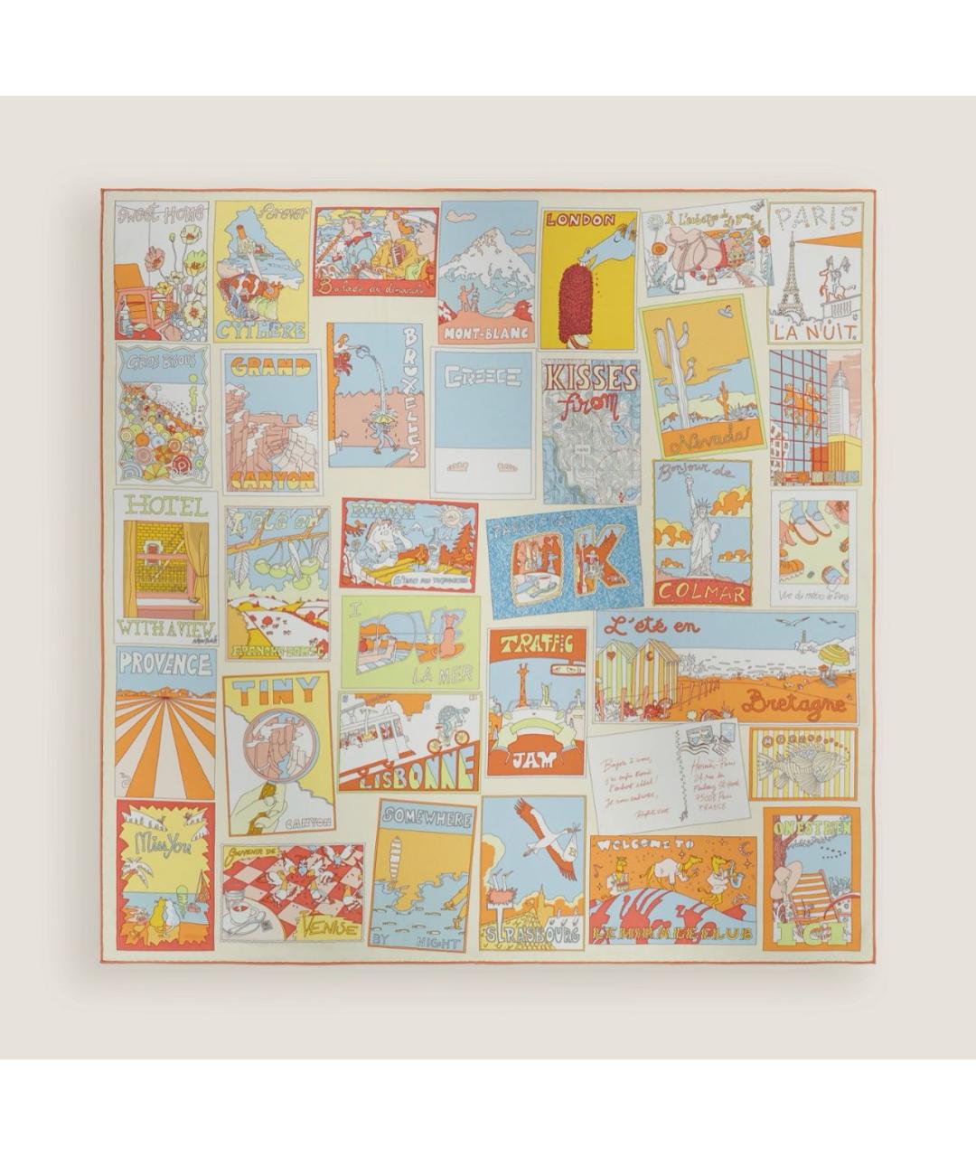 HERMES Мульти шелковый платок, фото 6