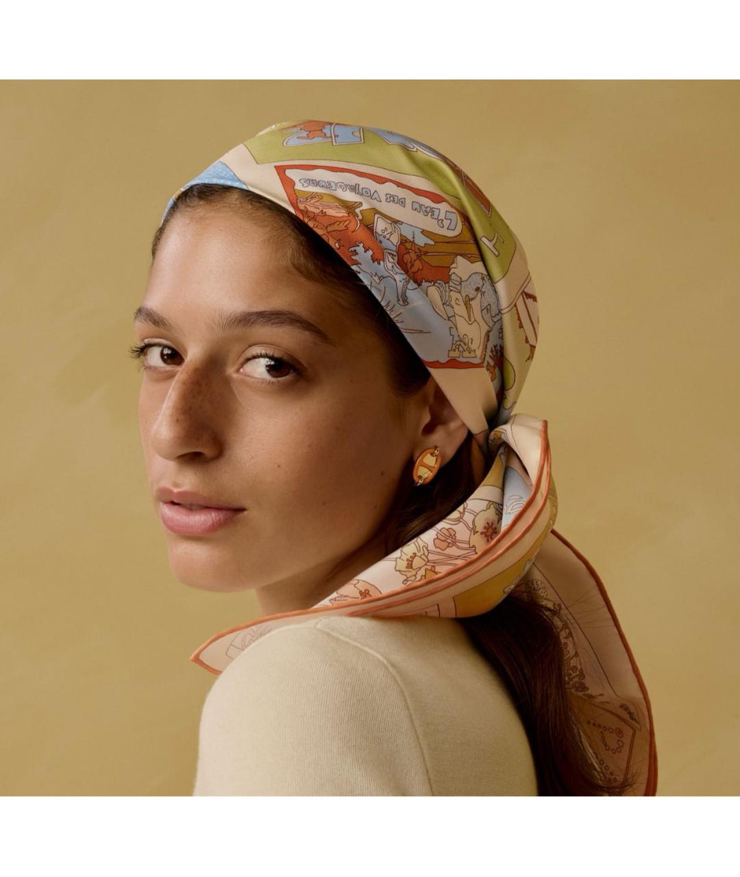 HERMES Мульти шелковый платок, фото 3