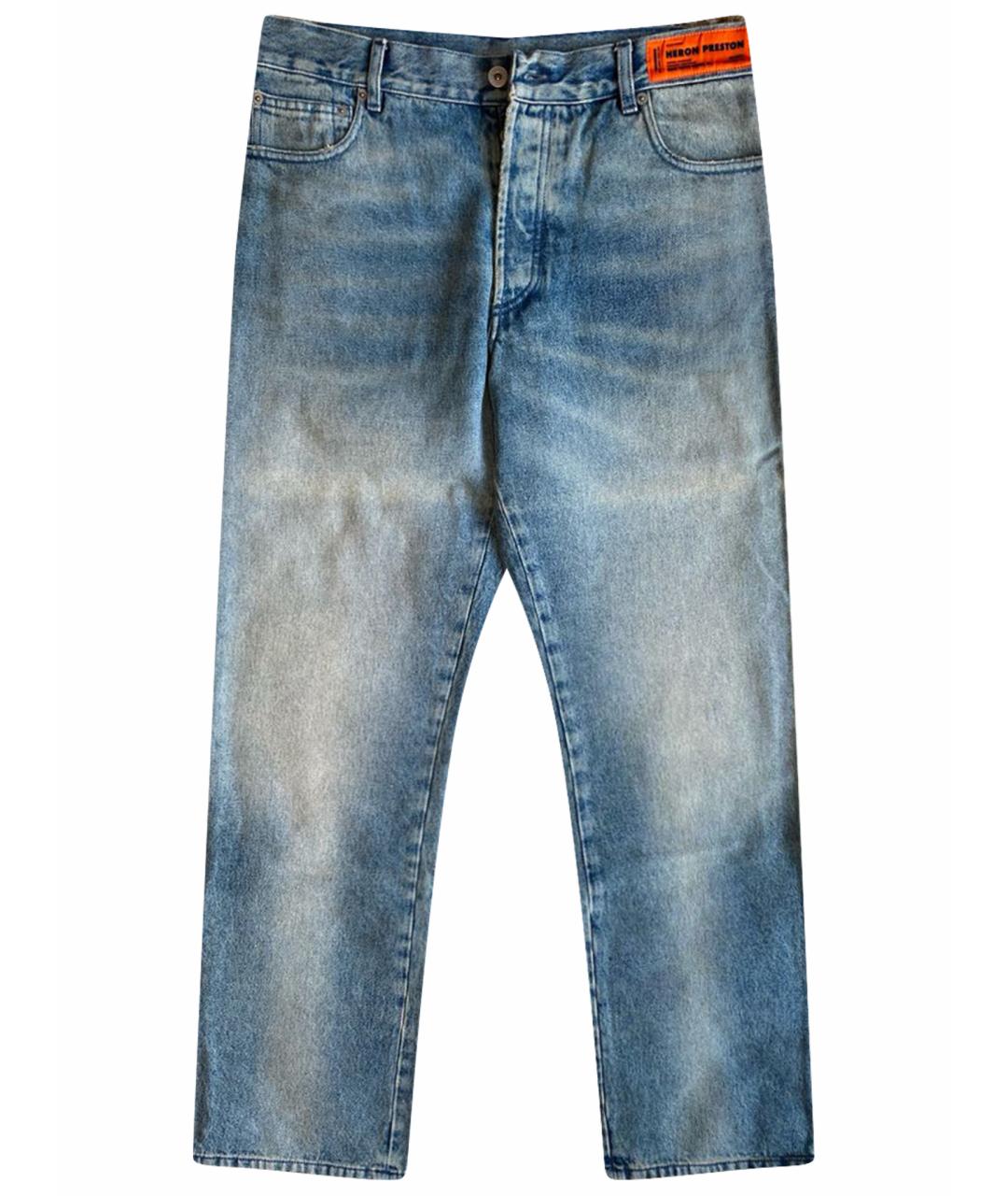 HERON PRESTON Синие хлопковые прямые джинсы, фото 1