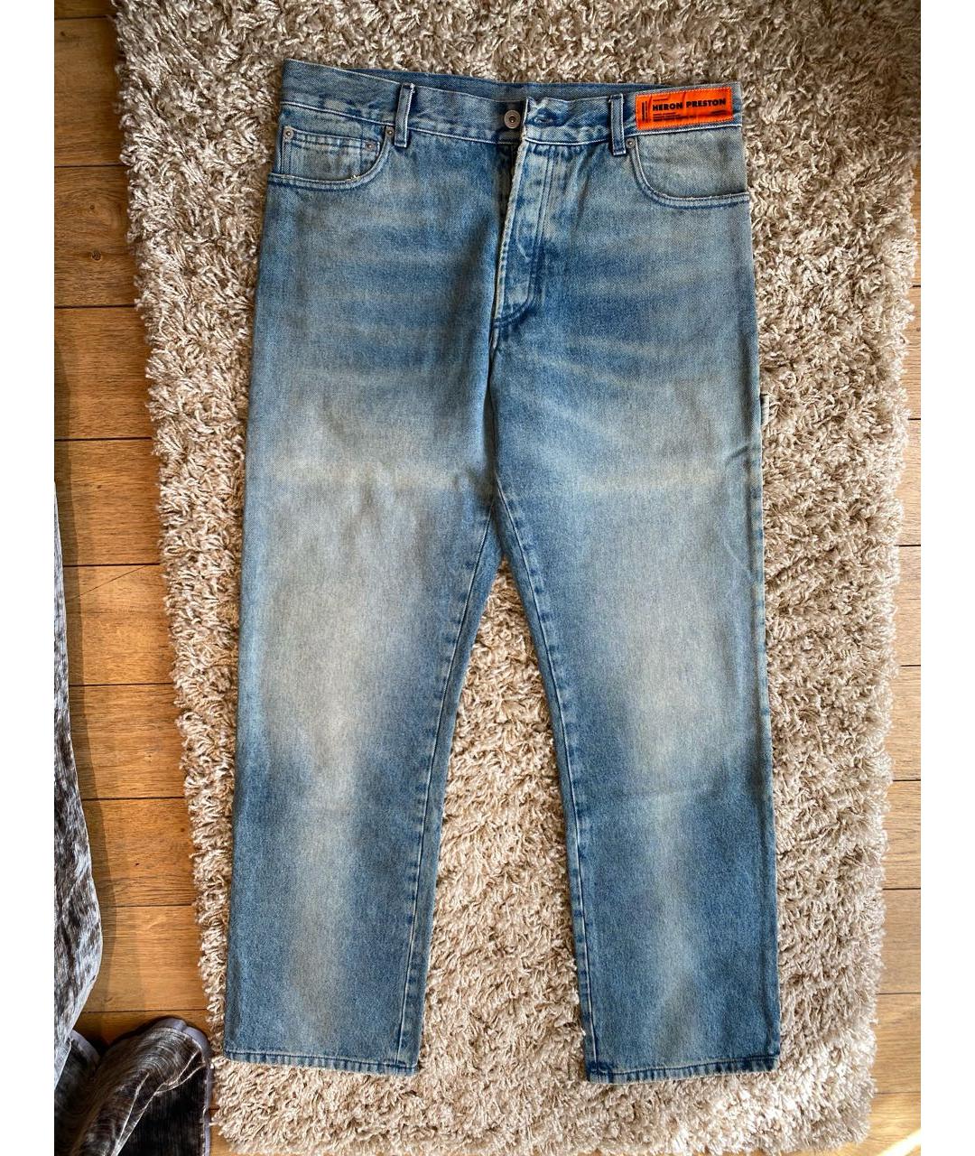 HERON PRESTON Синие хлопковые прямые джинсы, фото 8