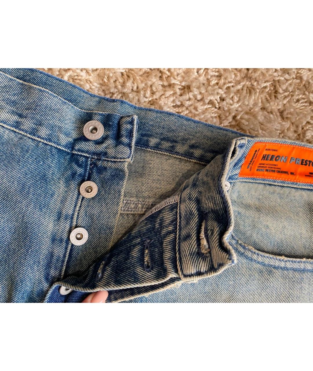 HERON PRESTON Синие хлопковые прямые джинсы, фото 3