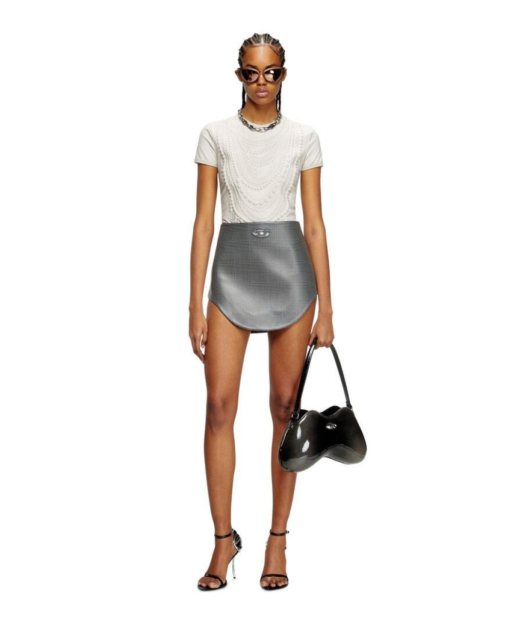 DIESEL Серая хлопко-эластановая футболка, фото 5