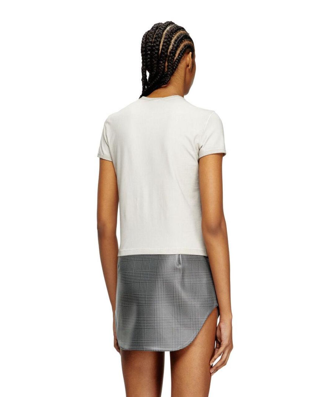 DIESEL Серая хлопко-эластановая футболка, фото 4