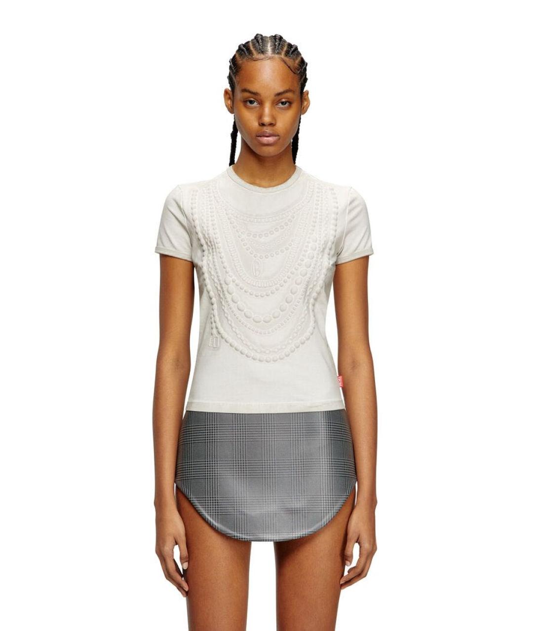 DIESEL Серая хлопко-эластановая футболка, фото 2