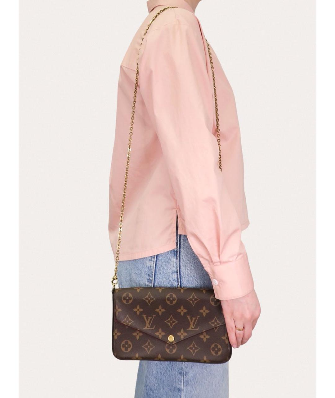 LOUIS VUITTON Коричневая кожаная сумка через плечо, фото 8