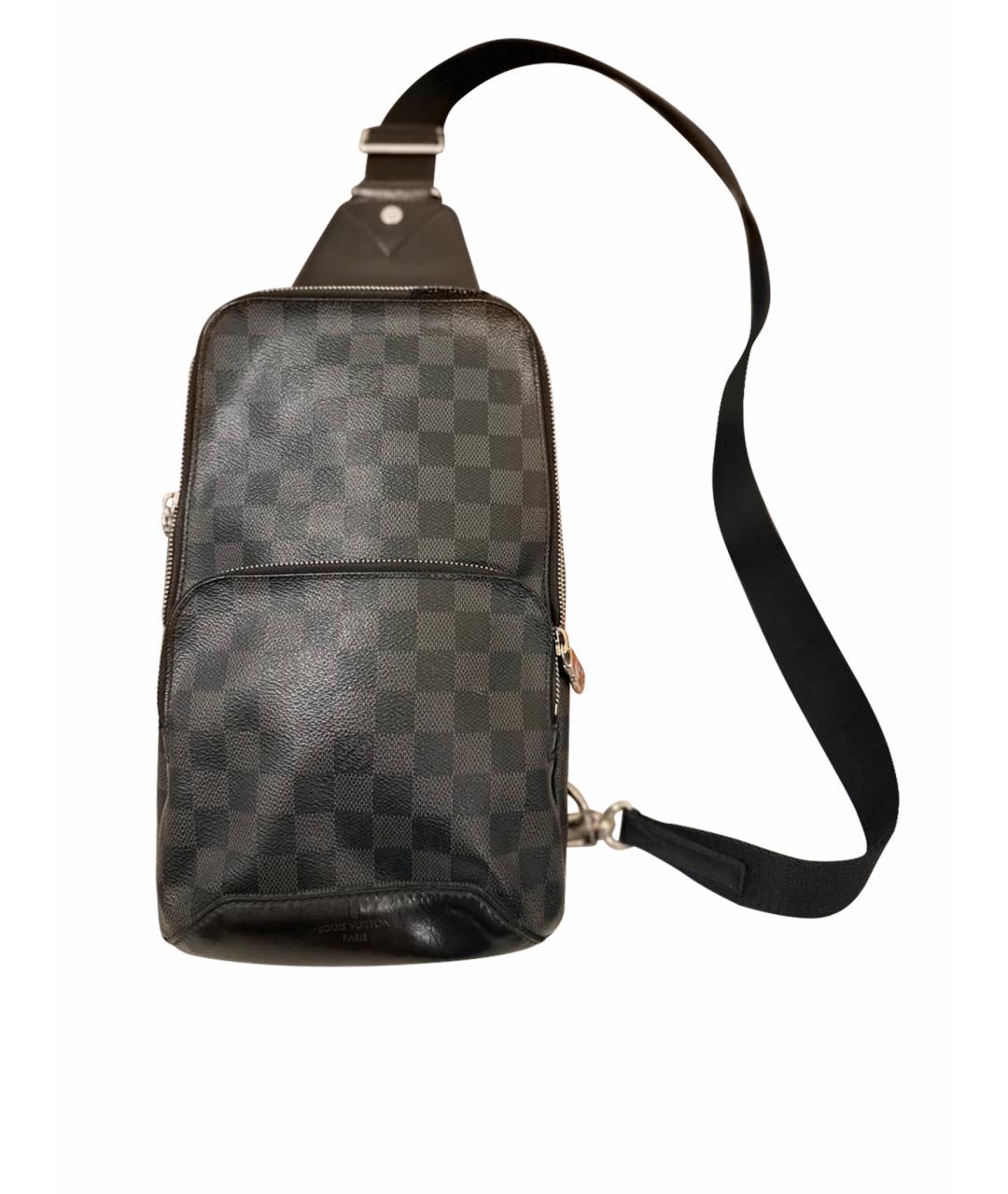 LOUIS VUITTON Черная кожаная дорожная/спортивная сумка, фото 1