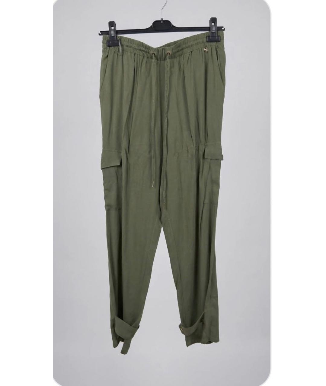 TWIN-SET Хаки хлопковые прямые брюки, фото 4