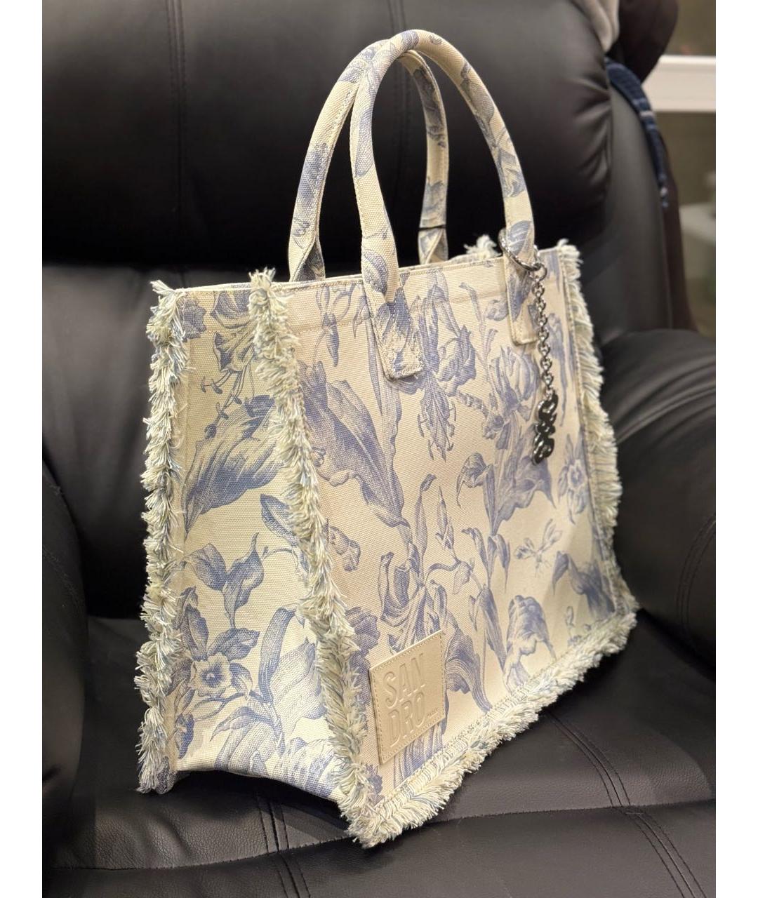 SANDRO Белая хлопковая сумка тоут, фото 2