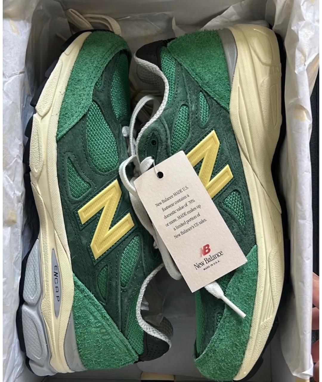 NEW BALANCE Зеленые замшевые низкие кроссовки / кеды, фото 3