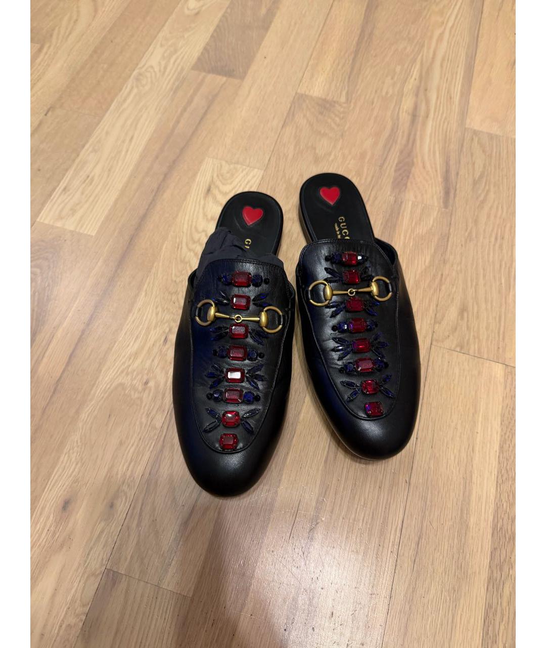 GUCCI Черные кожаные мюли, фото 2