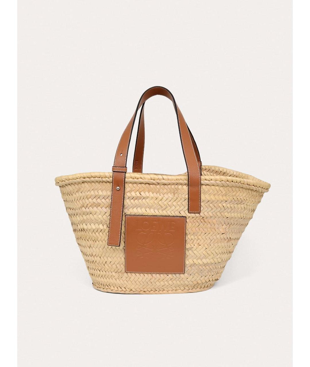 LOEWE Бежевая пелетеная пляжная сумка, фото 9