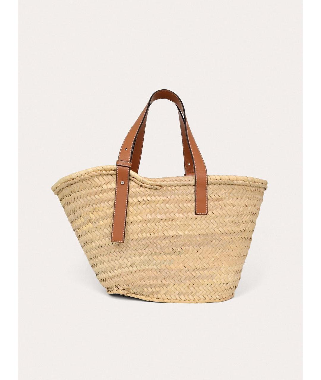 LOEWE Бежевая пелетеная пляжная сумка, фото 3