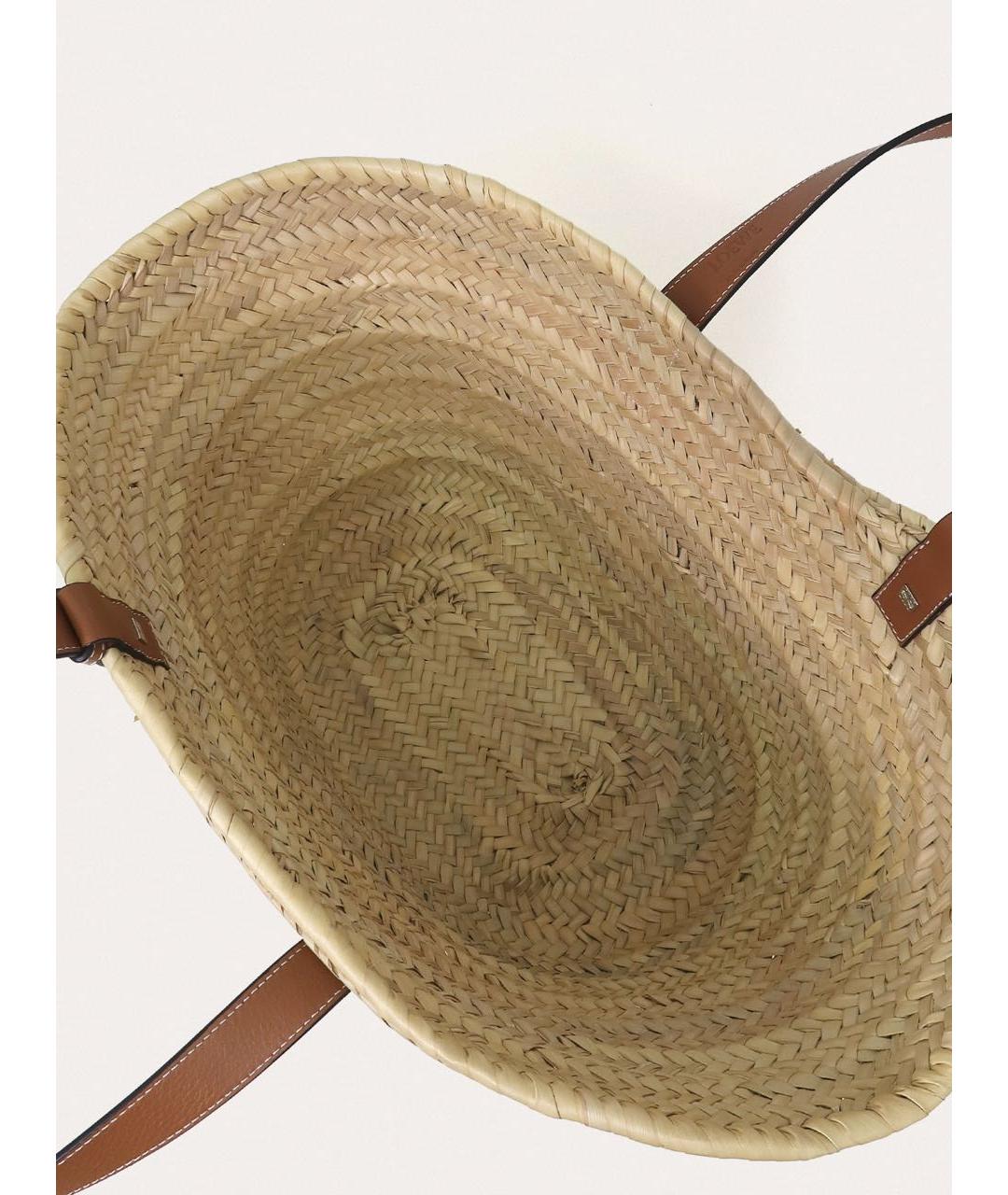 LOEWE Бежевая пелетеная пляжная сумка, фото 4